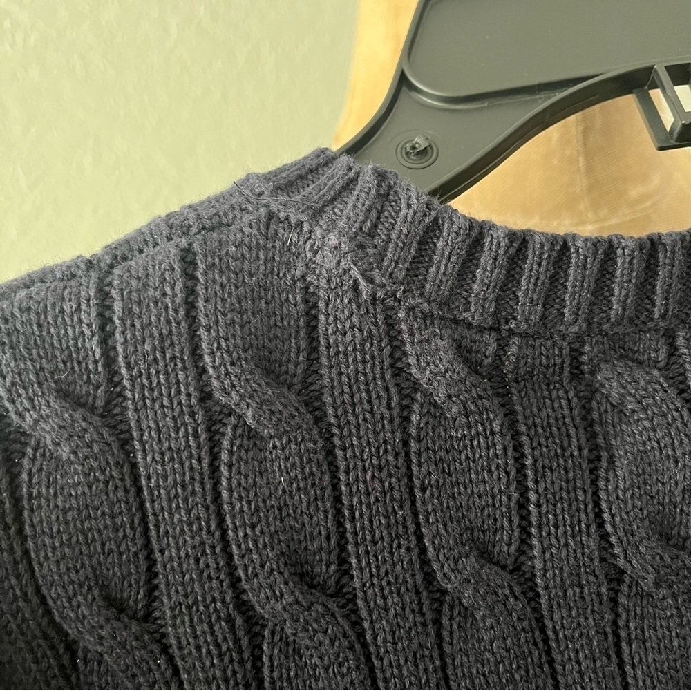 POLO RALPH LAUREN Boys sz M 10-12 Navy Blue Cable Knit Sweater Long Sleeve - Picture 6 of 10